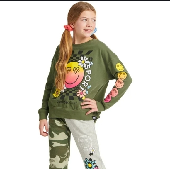 Justice Girls J-Sport Easy Sweatshirt Size 5/6 XS Olivia Grey NWOT - Picture 1 of 16